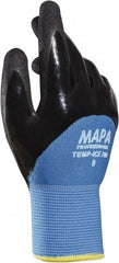MAPA Professional - Size 10 Nitrile Coated Nitrile Work Gloves - Palm & Fingers Coated, Knit Wrist Cuff, Blue, Paired - Industrial Tool & Supply