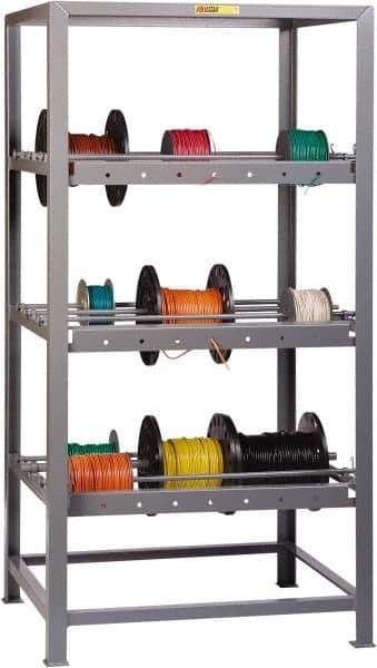 Little Giant - 150 Lb per Spindle Capacity, Gray Wire Spool Rack - 36" Wide x 72" High x 30" Deep, Steel - Industrial Tool & Supply