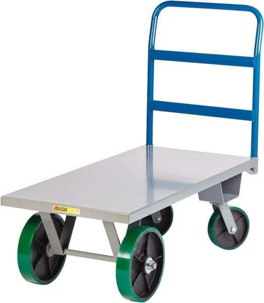 Little Giant - 4,000 Lb Capacity Steel Platform Truck - Steel Deck, 30" OAW, Polyurethane Casters - Industrial Tool & Supply