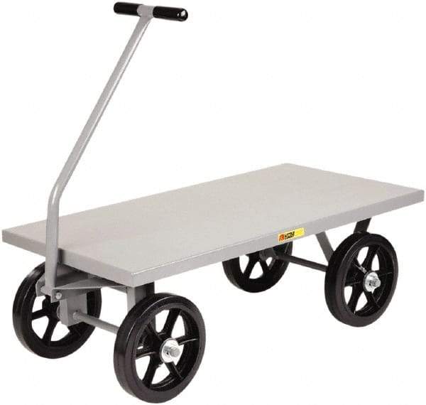 Little Giant - 3,500 Lb Capacity Steel Heavy-Duty Wagon - Steel Deck, 30" OAW, Mold On Rubber Casters - Industrial Tool & Supply
