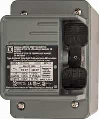 Square D - 3 Poles, 30 Amp, NEMA, Enclosed Toggle Manual Motor Starter - 1 hp at 90 VDC, 10 hp at 460 VAC, 10 hp at 575 VAC, 1-1/2 hp at 230 VDC, 2 hp at 115 VAC, 2 hp at 115 VDC & 7-1/2 hp at 230 VAC, CE, CSA, NEMA 4 & UL Listed - Industrial Tool & Supply