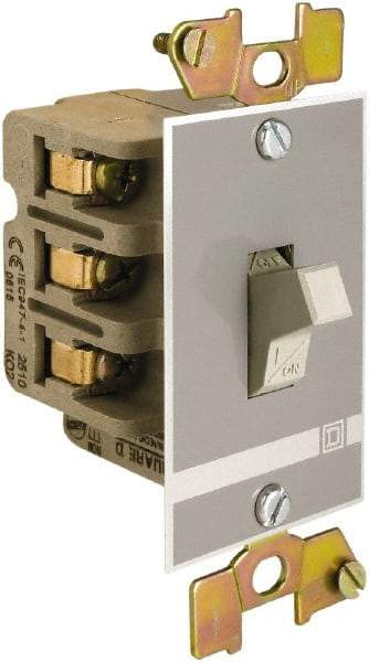 Square D - 2 Poles, 30 Amp, Open Toggle Manual Motor Starter - 1 hp at 90 VDC, 1-1/2 hp at 230 VDC, 2 hp at 115 VAC, 2 hp at 115 VDC, 2 hp at 230 VAC, 3 hp at 460 VAC & 3 hp at 575 VAC, CE, CSA & UL Recognized - Industrial Tool & Supply