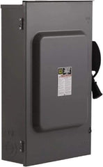 Square D - 200 Amp, 240 V, 3 Pole Fused Safety Switch - NEMA 3R, 15 hp at 240 VAC (Single Phase), 60 hp at 240 VAC (Triple Phase), 3PST Contact Form - Industrial Tool & Supply