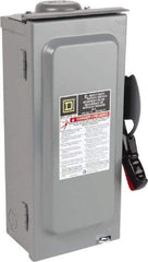Square D - 60 Amp, 240 VAC, 250 VDC, 3 Pole Fused Safety Switch - NEMA 3R, 10 hp at 240 VAC, 10 hp at 250 VDC (Single Phase), 15 hp at 240 VAC, 10 hp at 250 VDC (Triple Phase), 3PST Contact Form - Industrial Tool & Supply