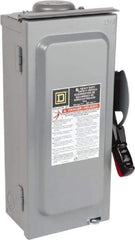 Square D - 30 Amp, 240 VAC, 250 VDC, 3 Pole Fused Safety Switch - NEMA 3R, 3 hp at 240 VAC (Single Phase), 7.5 hp at 240 VAC, 5 hp at 250 VDC (Triple Phase), 3PST Contact Form - Industrial Tool & Supply