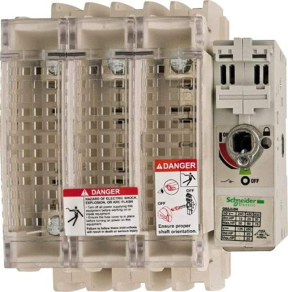 Schneider Electric - 3 Pole, 600 Volt, 100 Amp, Pressure Plate Fuse Holder - Compatible with J Class, 149mm Wide Fuse - Industrial Tool & Supply