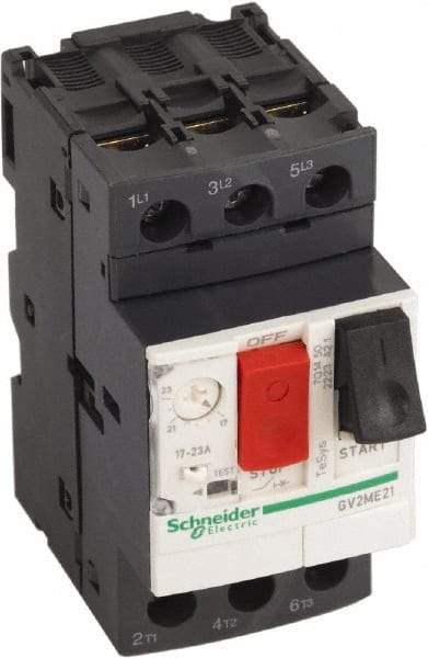 Schneider Electric - 23 Amp, 690 VAC at 50/60 Hz, 3 Pole, Bolt On, Clip Motor Circuit Breaker - Thermal Magnetic Trip, Multiple Breaking Capacity Ratings, 78mm Deep x 89mm High x 45mm Wide - Industrial Tool & Supply