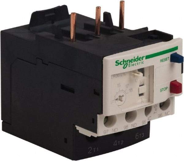 Schneider Electric - 3 Pole, NEMA Size 0-1, 12 to 18 Amp, 690 VAC, Thermal NEMA Overload Relay - Trip Class 20, For Use with LC1D18, LC1D25, LC1D32 and LC1D38 - Industrial Tool & Supply