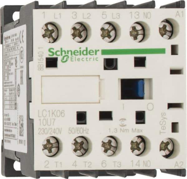 Schneider Electric - 3 Pole, 230 to 240 Coil VAC at 50/60 Hz, 6 Amp at 440 VAC, Nonreversible IEC Contactor - BS 5424, CSA, IEC 60947, NF C 63-110, RoHS Compliant, UL Listed, VDE 0660 - Industrial Tool & Supply