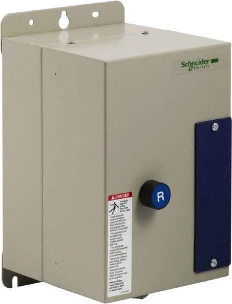 Schneider Electric - 9 Amp, 120 Coil VAC, Nonreversible Enclosed IEC Motor Starter - 1 Phase Hp: 0.3 at 120 VAC, 1 at 240 VAC, 3 Phase Hp: 2 at 208 VAC, 2 at 230 VAC, 5 at 460 VAC, 7.5 at 575 VAC - Industrial Tool & Supply