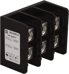 Square D - 3 Poles, 250 (Aluminium), 310 (Copper) Amp, Phenolic Power Distribution Block - 600 VAC, 1 Primary Connection - Industrial Tool & Supply