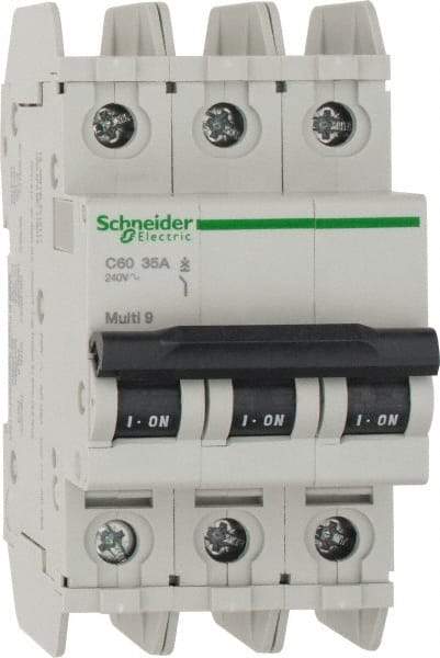 Schneider Electric - 35 Amp, 125 VDC, 240 VAC, 60 VDC, 3 Pole, DIN Rail Mount, Fixed Mount Miniature Circuit Breaker - Thermal Magnetic Trip, Multiple Breaking Capacity Ratings, 73mm Deep x 107mm High x 54mm Wide - Industrial Tool & Supply