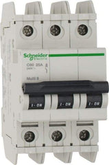Schneider Electric - 25 Amp, 125 VDC, 240 VAC, 60 VDC, 3 Pole, DIN Rail Mount, Fixed Mount Miniature Circuit Breaker - Thermal Magnetic Trip, Multiple Breaking Capacity Ratings, 73mm Deep x 107mm High x 54mm Wide - Industrial Tool & Supply
