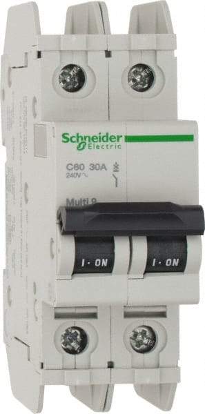 Schneider Electric - 30 Amp, 125 VDC, 240 VAC, 60 VDC, 1 Pole, DIN Rail Mount, Fixed Mount Miniature Circuit Breaker - Thermal Magnetic Trip, Multiple Breaking Capacity Ratings, 73mm Deep x 107mm High x 36mm Wide - Industrial Tool & Supply