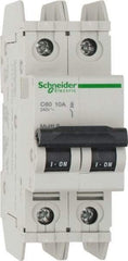 Schneider Electric - 10 Amp, 125 VDC, 240 VAC, 60 VDC, 1 Pole, DIN Rail Mount, Fixed Mount Miniature Circuit Breaker - Thermal Magnetic Trip, Multiple Breaking Capacity Ratings, 73mm Deep x 107mm High x 36mm Wide - Industrial Tool & Supply