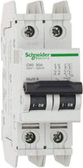 Schneider Electric - 30 Amp, 125 VDC, 240 VAC, 60 VDC, 1 Pole, DIN Rail Mount, Fixed Mount Miniature Circuit Breaker - Thermal Magnetic Trip, Multiple Breaking Capacity Ratings, 73mm Deep x 107mm High x 36mm Wide - Industrial Tool & Supply