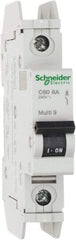 Schneider Electric - 8 Amp, 125 VDC, 240 VAC, 60 VDC, 1 Pole, DIN Rail Mount, Fixed Mount Miniature Circuit Breaker - Thermal Magnetic Trip, Multiple Breaking Capacity Ratings, 73mm Deep x 107mm High x 18mm Wide - Industrial Tool & Supply