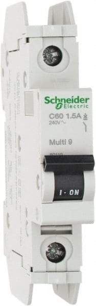 Schneider Electric - 1 Amp, 125 VDC, 240 VAC, 60 VDC, 1 Pole, DIN Rail Mount, Fixed Mount Miniature Circuit Breaker - Thermal Magnetic Trip, Multiple Breaking Capacity Ratings, 73mm Deep x 107mm High x 18mm Wide - Industrial Tool & Supply