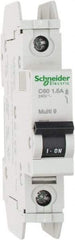 Schneider Electric - 1 Amp, 125 VDC, 240 VAC, 60 VDC, 1 Pole, DIN Rail Mount, Fixed Mount Miniature Circuit Breaker - Thermal Magnetic Trip, Multiple Breaking Capacity Ratings, 73mm Deep x 107mm High x 18mm Wide - Industrial Tool & Supply