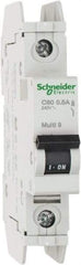 Schneider Electric - 0.50 Amp, 125 VDC, 240 VAC, 60 VDC, 1 Pole, DIN Rail Mount, Fixed Mount Miniature Circuit Breaker - Thermal Magnetic Trip, Multiple Breaking Capacity Ratings, 73mm Deep x 107mm High x 18mm Wide - Industrial Tool & Supply