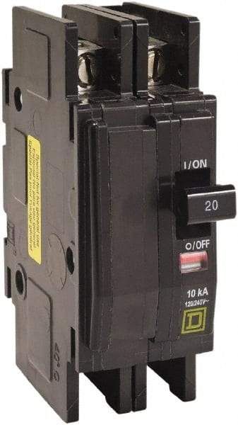 Square D - 30 Amp, 120/240 VAC, 2 Pole, DIN Rail Mounted, Flush Mount, Surface Mount Miniature Circuit Breaker - Thermal Magnetic Trip, 10 kA at 120/240 VAC Breaking Capacity, 14-2 (Aluminum), 14-2 (Copper) AWG, 74mm Deep x 103mm High x 19mm Wide - Industrial Tool & Supply