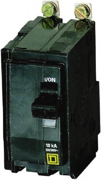 Square D - 15 Amp, 240 VAC, 2 Pole, Bolt On Miniature Circuit Breaker - 14-8 AWG - Industrial Tool & Supply