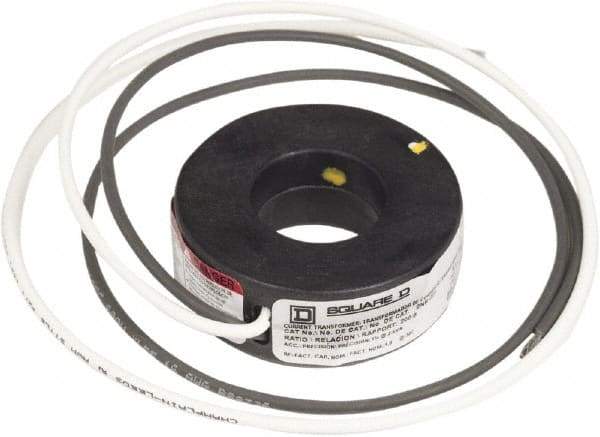 Square D - 200 Amp AC Input, 5 Amp AC Output, Panel Meter Current Transformer - Flying Lead Terminal, For Use with AC Ammeter - Industrial Tool & Supply