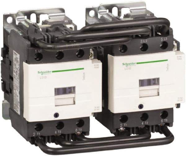 Schneider Electric - 3 Pole, 110 Coil VAC at 50/60 Hz, 80 Amp at 440 VAC, Reversible IEC Contactor - 1 Phase hp: 15 at 230/240 VAC, 7.5 at 115 VAC, 3 Phase hp: 20 at 200/208 VAC, 25 at 230/240 VAC, 60 at 460/480 VAC, 60 at 575/600 VAC - Industrial Tool & Supply
