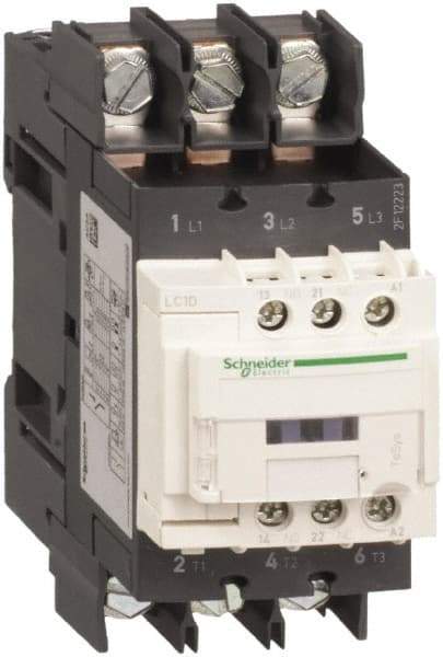Schneider Electric - 3 Pole, 100 Coil VAC at 50/60 Hz, 65 Amp at 440 VAC, Nonreversible IEC Contactor - CCC, CSA, CSA C22.2 No. 14, EN/IEC 60947-4-1, EN/IEC 60947-5-1, GOST, RoHS Compliant, UL 508, UL Listed - Industrial Tool & Supply