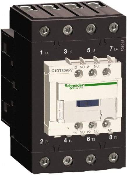 Schneider Electric - 4 Pole, 120 Coil VAC at 50/60 Hz, 80 Amp at 440 VAC, Nonreversible IEC Contactor - Bureau Veritas, CCC, CSA, CSA C22.2 No. 14, DNV, EN/IEC 60947-4-1, EN/IEC 60947-5-1, GL, GOST, LROS, RINA, UL 508, UL Listed - Industrial Tool & Supply