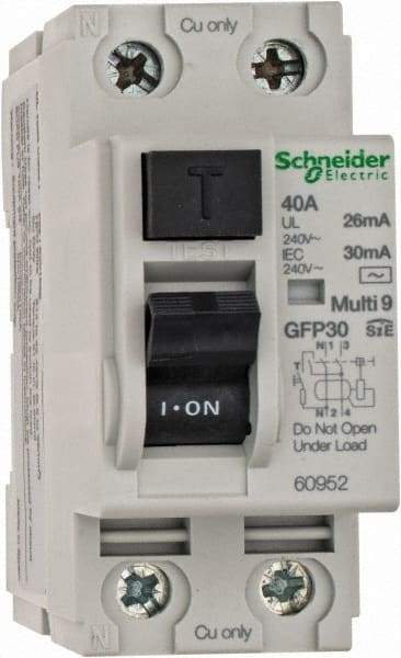 Schneider Electric - 40 Amp, 240 VAC, 2 Pole, Residual Current Device - Industrial Tool & Supply