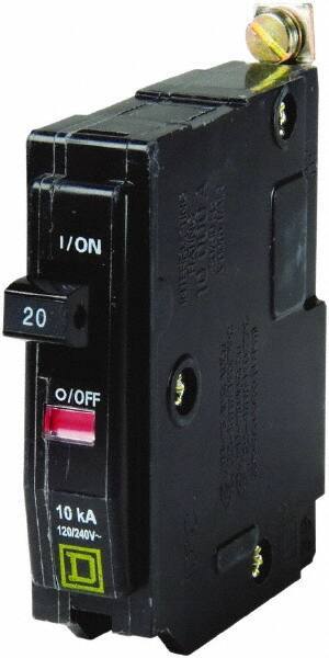 Square D - 20 Amp, 240 VAC, 1 Pole, Bolt On Miniature Circuit Breaker - 14-8 AWG - Industrial Tool & Supply