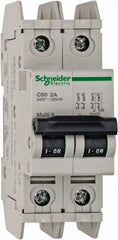 Schneider Electric - 2 Amp, 125 VDC, 240 VAC, 60 VDC, 1 Pole, DIN Rail Mount, Fixed Mount Miniature Circuit Breaker - Thermal Magnetic Trip, Multiple Breaking Capacity Ratings, 73mm Deep x 107mm High x 36mm Wide - Industrial Tool & Supply