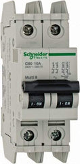 Schneider Electric - 10 Amp, 125 VDC, 240 VAC, 60 VDC, 1 Pole, DIN Rail Mount, Fixed Mount Miniature Circuit Breaker - Thermal Magnetic Trip, Multiple Breaking Capacity Ratings, 73mm Deep x 107mm High x 36mm Wide - Industrial Tool & Supply