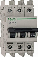 Schneider Electric - 10 Amp, 125 VDC, 240 VAC, 60 VDC, 3 Pole, DIN Rail Mount, Fixed Mount Miniature Circuit Breaker - Thermal Magnetic Trip, Multiple Breaking Capacity Ratings, 73mm Deep x 107mm High x 54mm Wide - Industrial Tool & Supply