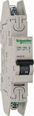 Schneider Electric - 15 Amp, 120/240 VAC, 1 Pole, DIN Rail Mounted Miniature Circuit Breaker - Thermal Magnetic Trip, 10 kA at 240 VAC Breaking Capacity, 14-4 AWG, 73mm Deep x 123.4mm High x 18mm Wide - Industrial Tool & Supply
