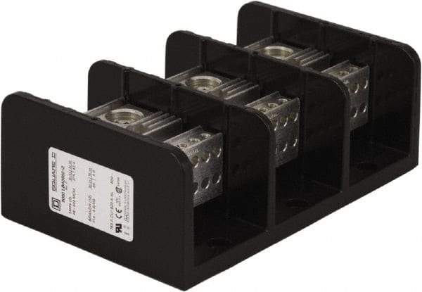 Square D - 3 Poles, 620 (Aluminium), 760 (Copper) Amp, Phenolic Power Distribution Block - 600 VAC, 2 Primary Connection - Industrial Tool & Supply