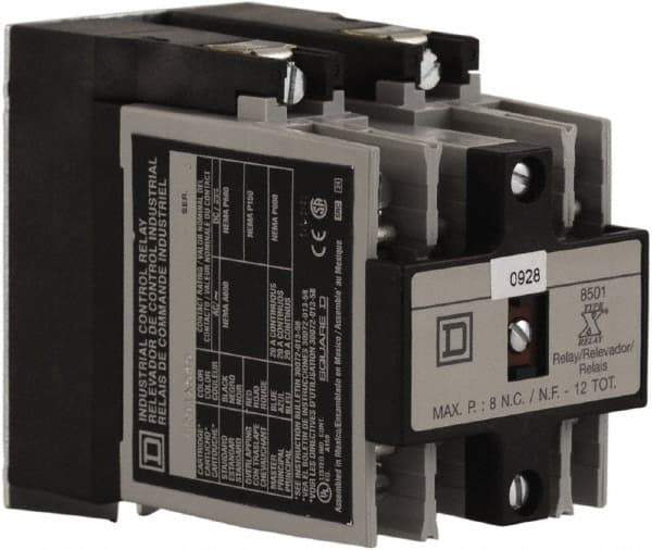 Square D - 4NO, 600 VAC Control Relay - Panel Mount - Industrial Tool & Supply