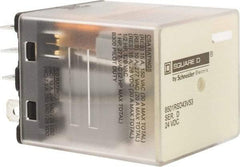 Square D - Electromechanical Plug-in General Purpose Relay - 10 Amp at 250 VAC, 3PDT, 24 VDC - Industrial Tool & Supply