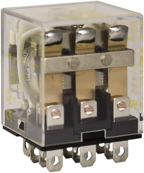 Square D - 1/2 hp at 120 Volt & 3/4 hp at 240 Volt, Electromechanical Plug-in General Purpose Relay - 10 Amp at 250 VAC, 3PDT, 24 VAC at 50/60 Hz - Industrial Tool & Supply
