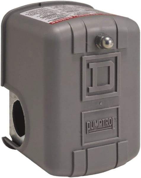 Square D - 1 and 3R NEMA Rated, 5 to 10 psi, Electromechanical Pressure and Level Switch - Adjustable Pressure, 230 VAC, L1-T1, L2-T2 Terminal, For Use with Square D Pumptrol - Industrial Tool & Supply