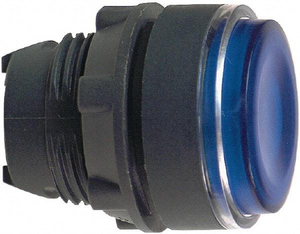 Schneider Electric - 22mm Mount Hole, Flush, Pushbutton Switch Only - Round, Blue Pushbutton, Illuminated, Momentary (MO) - Industrial Tool & Supply