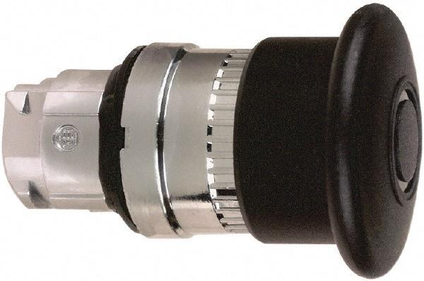 Schneider Electric - 22mm Mount Hole, Extended Mushroom Head, Pushbutton Switch Only - Round, Black Pushbutton, Nonilluminated, Maintained (MA) - Industrial Tool & Supply