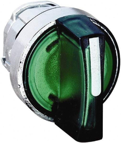 Schneider Electric - 22mm Mount Hole, 3 Position, Handle Operated, Selector Switch - Green, Maintained (MA), Illuminated, Shock, Vibration and Water Resistant - Industrial Tool & Supply