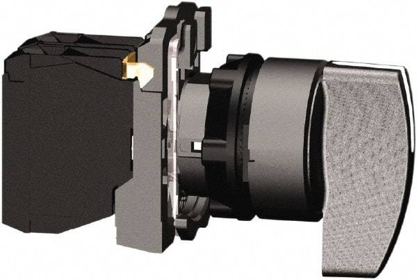 Schneider Electric - 22mm Mount Hole, 2 Position, Handle Operated, Selector Switch with Contact Blocks - Black, Maintained (MA), Shock, Vibration and Water Resistant - Industrial Tool & Supply