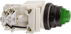 Schneider Electric - 120 V Green Lens LED Press-to-Test Indicating Light - Octagonal Lens, Screw Clamp Connector, Vibration Resistant - Industrial Tool & Supply