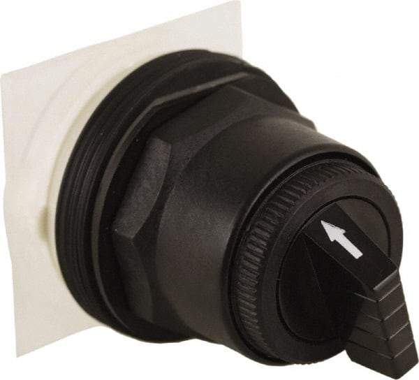 Schneider Electric - 30mm Mount Hole, 3 Position, Knob and Pushbutton Operated, Selector Switch Only - Black, Maintained (MA), without Contact Blocks, Anticorrosive, Weatherproof, Dust and Oil Resistant - Industrial Tool & Supply