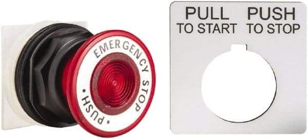 Schneider Electric - 30mm Mount Hole, Extended Straight, Pushbutton Switch Only - Red Pushbutton, Maintained (MA) - Industrial Tool & Supply