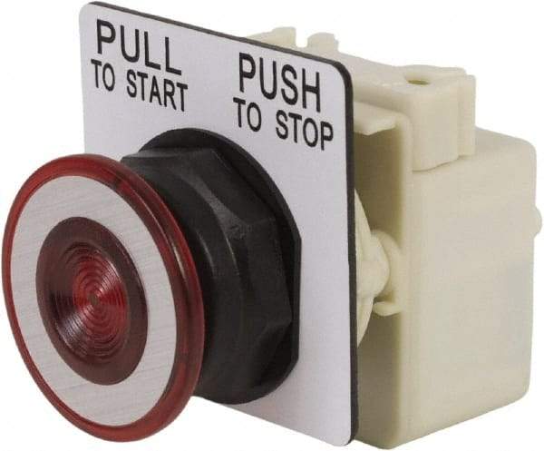 Schneider Electric - 30mm Mount Hole, Extended Straight, Pushbutton Switch Only - Red Pushbutton, Maintained (MA) - Industrial Tool & Supply