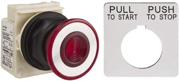 Schneider Electric - 30mm Mount Hole, Extended Straight, Pushbutton Switch Only - Maintained (MA) - Industrial Tool & Supply